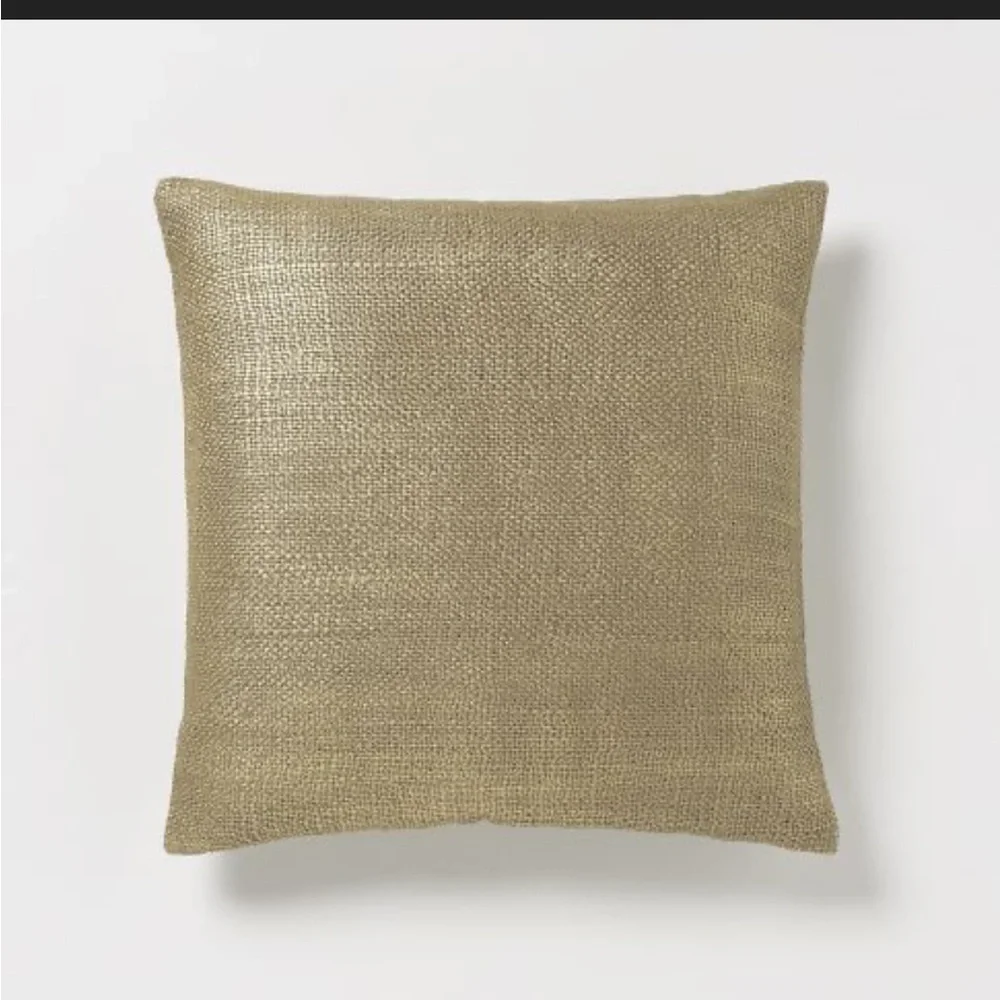 NWT West elm metallic golden woven pillow cover 18”